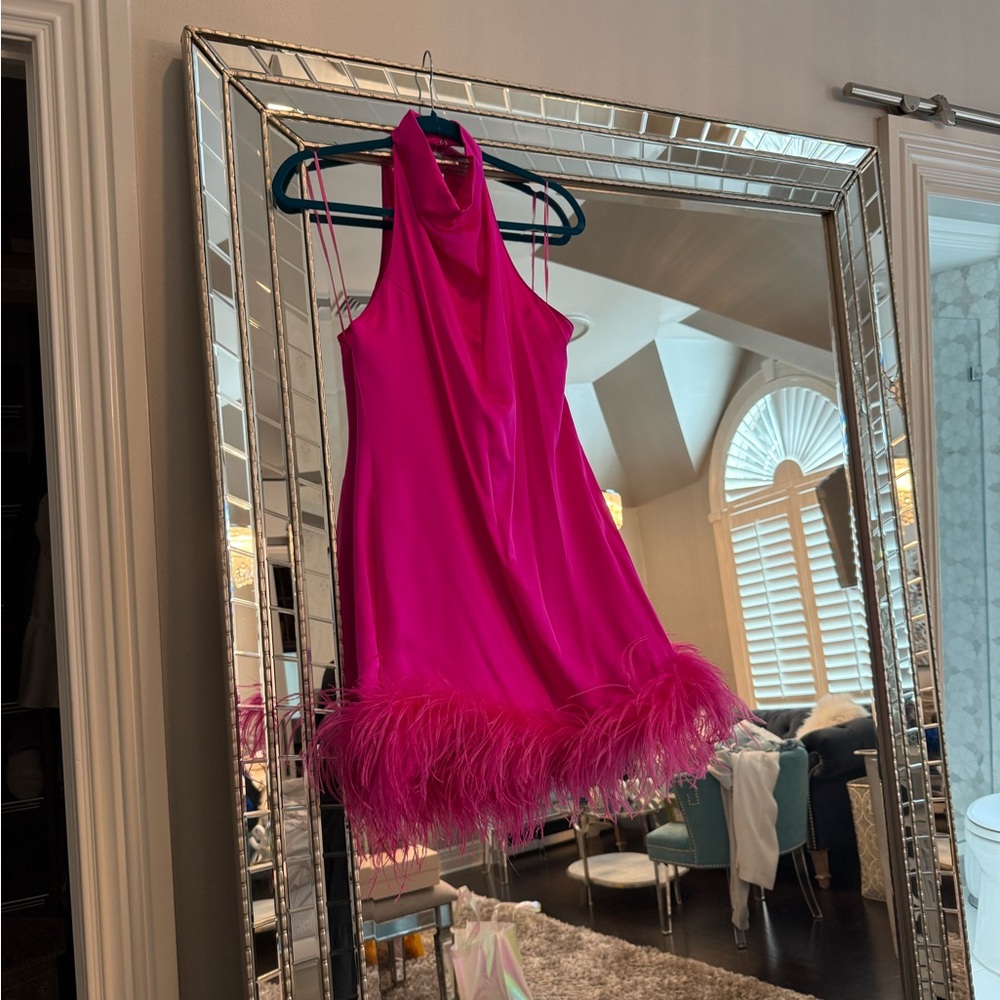 Amanda Uprichard Pink Feather Mini Dress - Picture 6 of 9